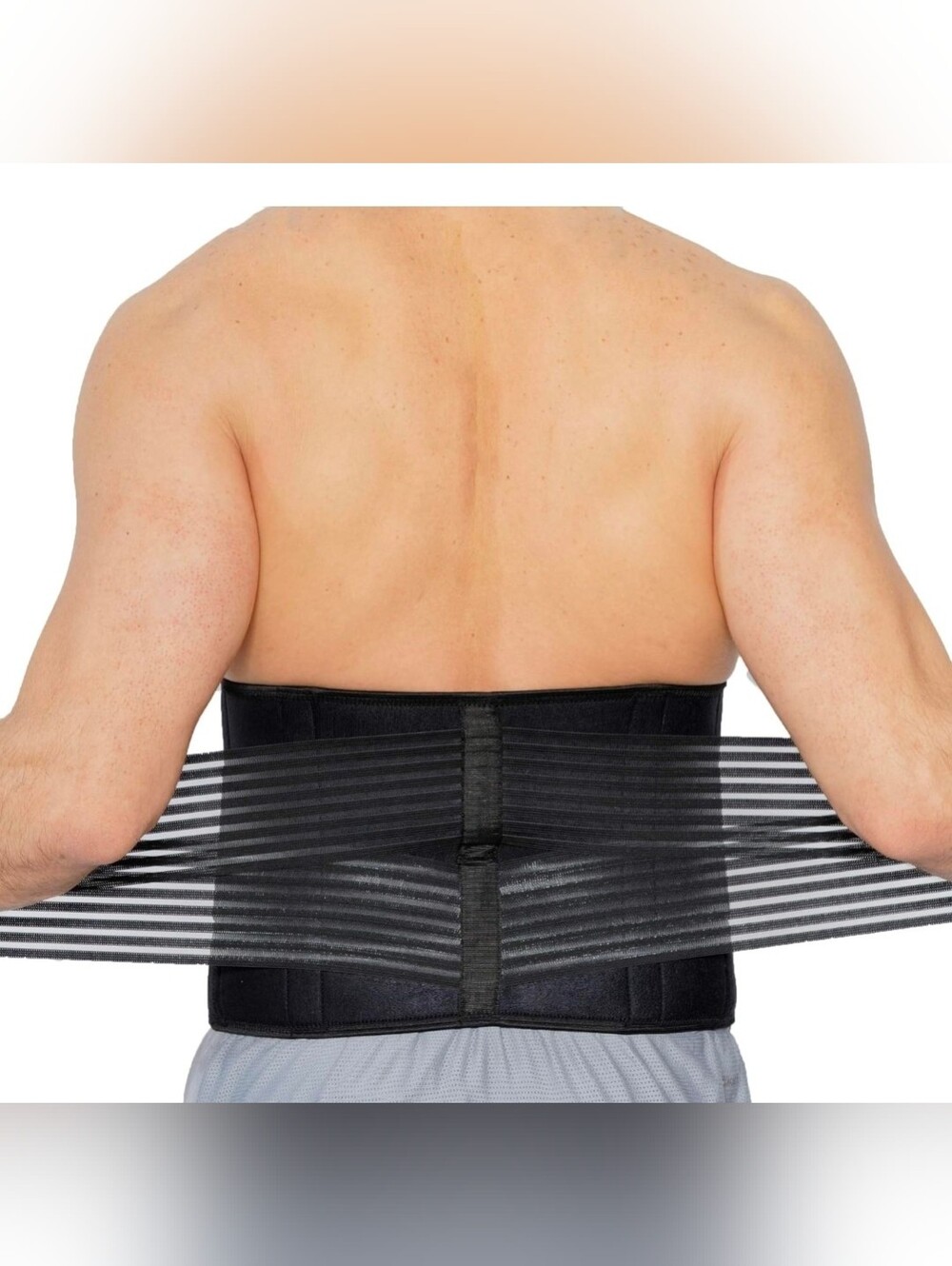 Men's Black Back Support Waist Belt - Adjustable Compression